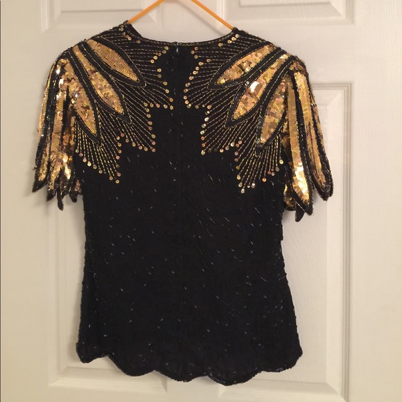 Vintage black and gold sequin top - Picture 2 of 4